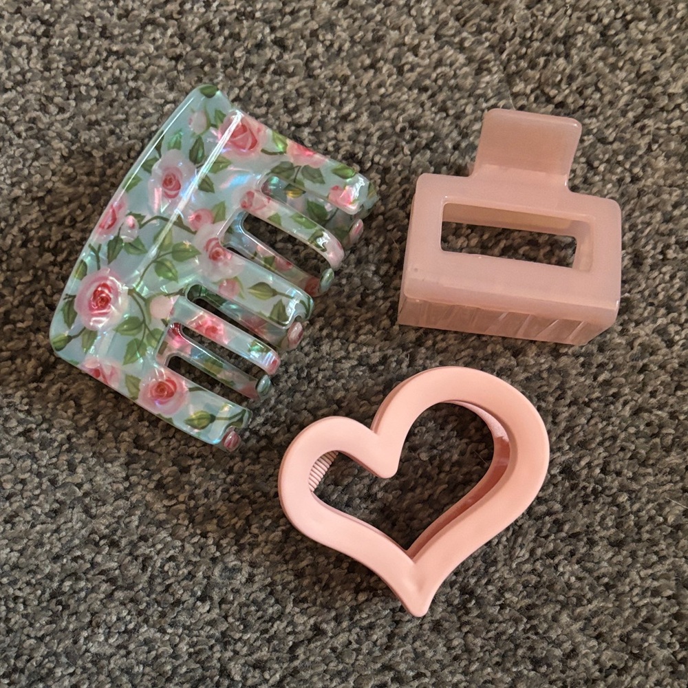 Floral and Pink Hair Clip Set